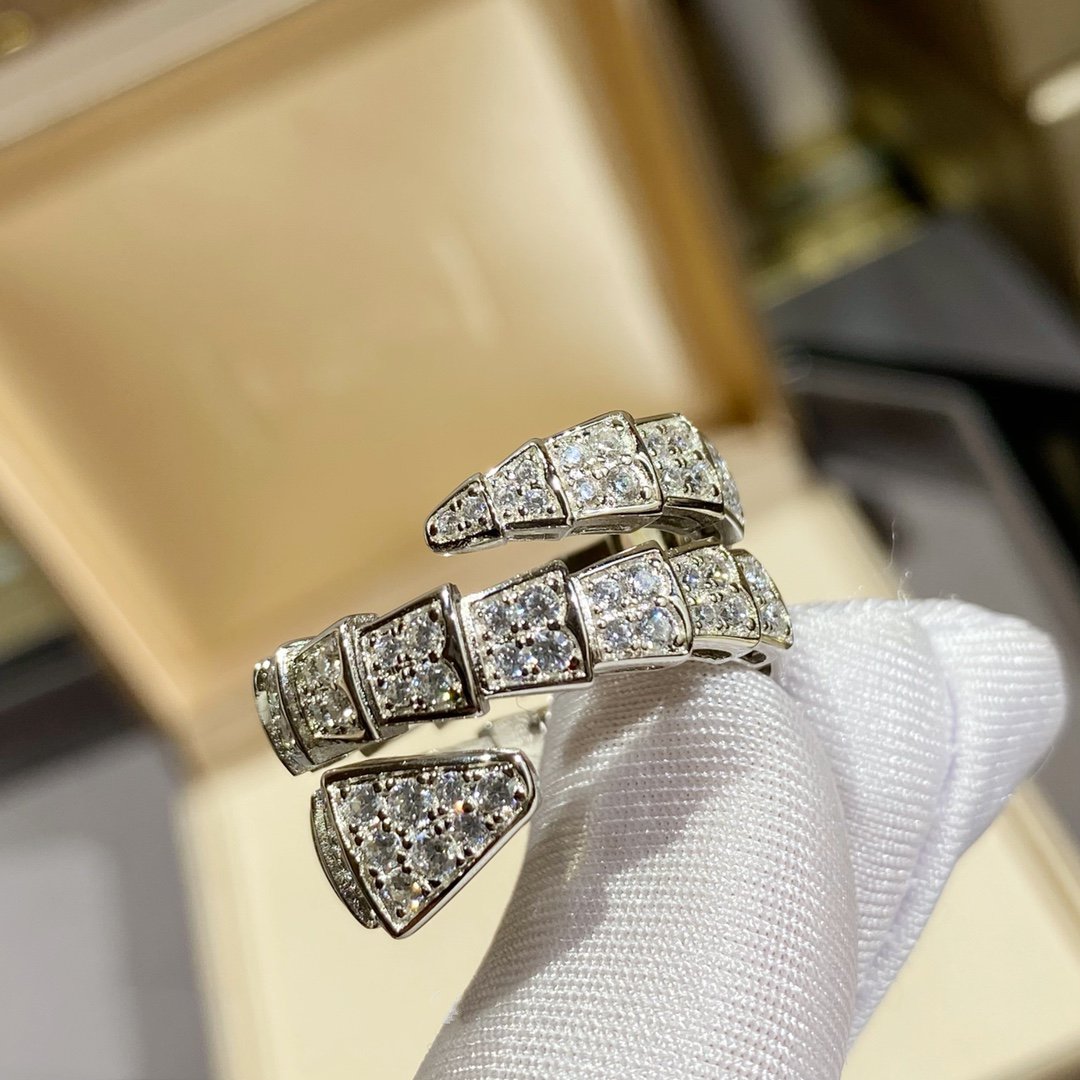 [kincade]SERPENTI DOUBLE RING SILVER DIAMOND PAVED