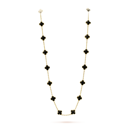 [kincade]CLOVER 20 MOTIFS ONYX NECKLACE