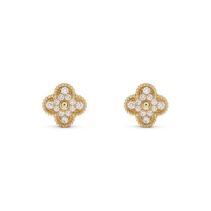 [kincade]CLOVER MEDIUM 1 MOTIFS FUll DIAMOND EARRINGS