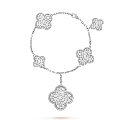 [kincade]CLOVER 6 MOTIFS SILVER DIAMOND BRACELET