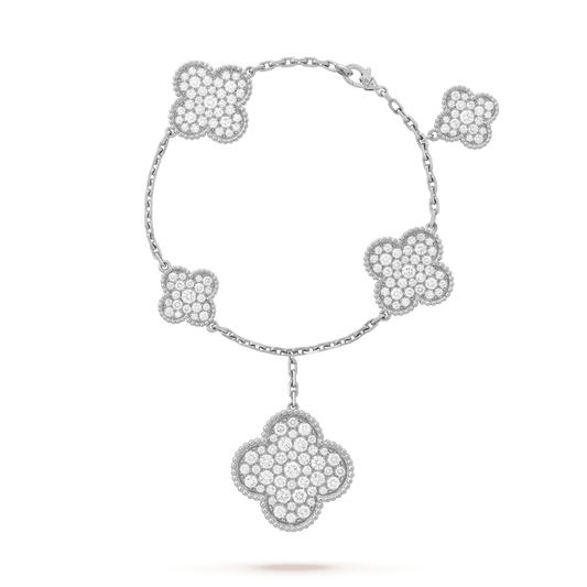 [kincade]CLOVER 6 MOTIFS SILVER DIAMOND BRACELET