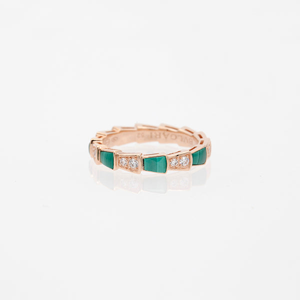 [kincade]SERPENTI RING PINK GOLD MALACHITE DIAMOND 3MM