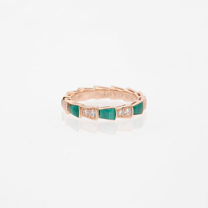 [kincade]SERPENTI RING PINK GOLD MALACHITE DIAMOND 3MM