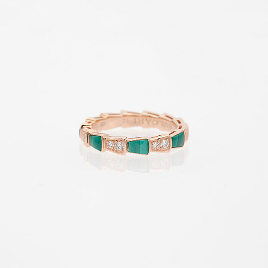 [kincade]SERPENTI RING PINK GOLD MALACHITE DIAMOND 3MM