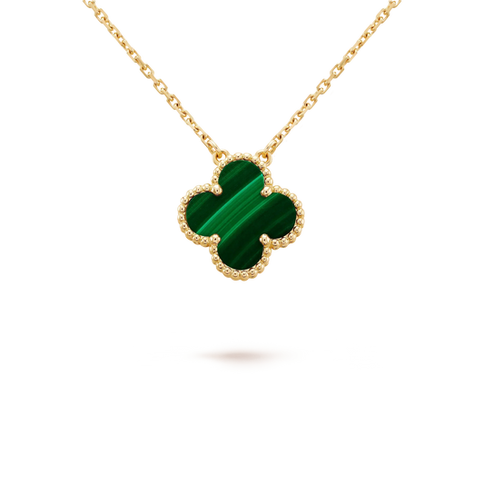 [kincade]CLOVER 15MM MALACHITE SINGLE FLOWER  NECKLACE