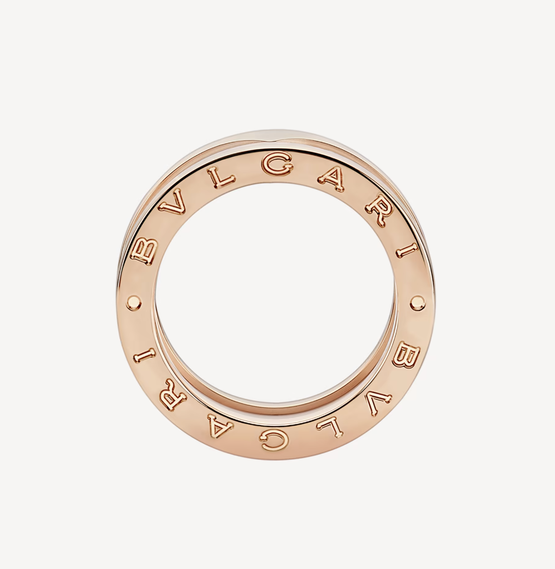 [kincade]ZERO 1 TWO-BAND LOOPS AND WHITE CERAMIC SPIRAL PINK GOLD RING