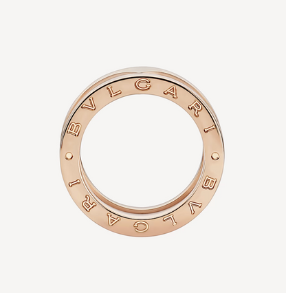 [kincade]ZERO 1 TWO-BAND LOOPS AND WHITE CERAMIC SPIRAL PINK GOLD RING