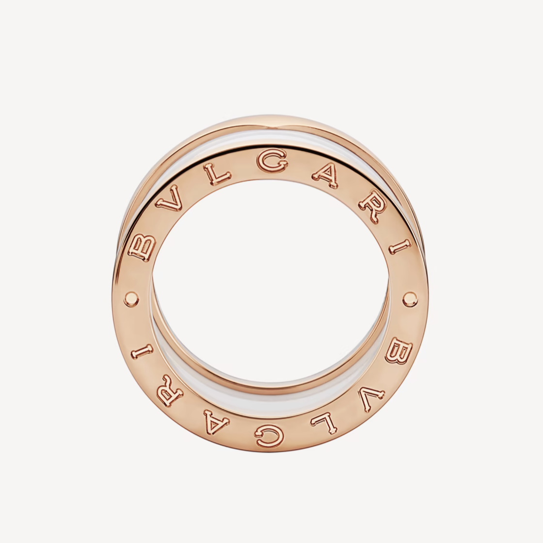 [kincade]ZERO 1 FOUR-BAND LOOPS AND WHITE CERAMIC SPIRAL PINK GOLD RING