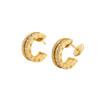 [kincade]ZERO 1 ROCK GOLD EARRINGS WITH STUDDED SPIRAL AND PAVED DIAMONDS