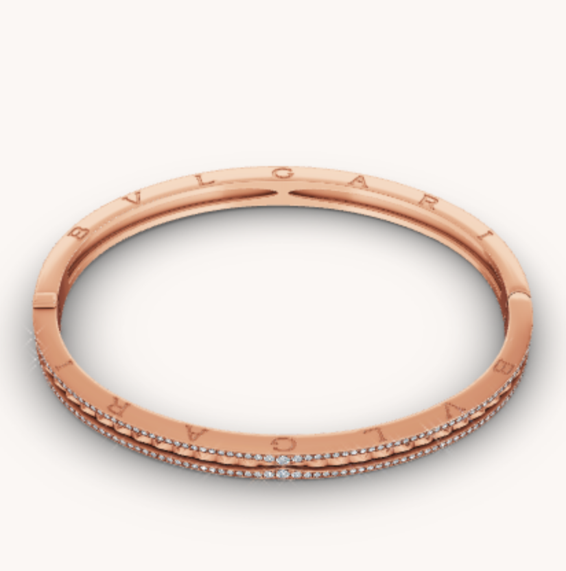 [kincade]ZERO 1 SPIRAL AND PAVED DIAMOND PINK GOLD BRACELET