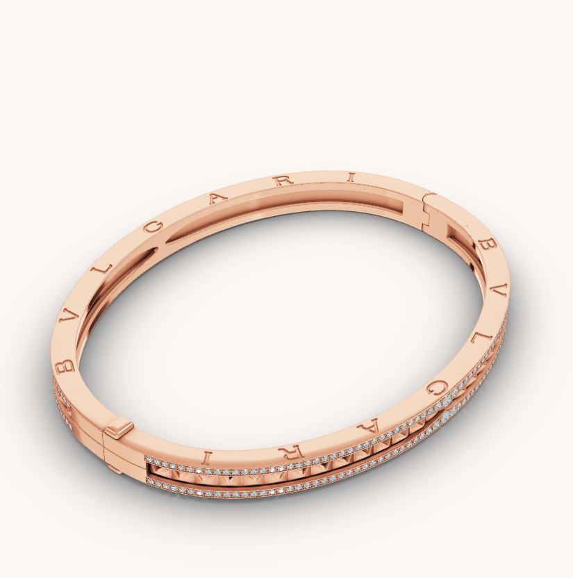 [kincade]ZERO 1 SPIRAL AND PAVED DIAMOND PINK GOLD BRACELET