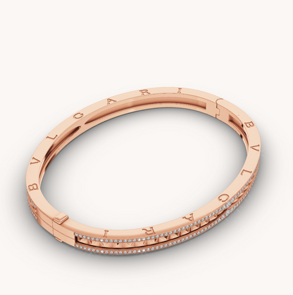 [kincade]ZERO 1 SPIRAL AND PAVED DIAMOND PINK GOLD BRACELET