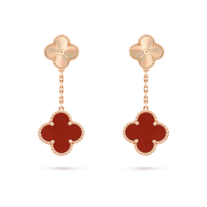 [kincade]CLOVER 2 MOTIF  LASER CARNELIAN EARRINGS