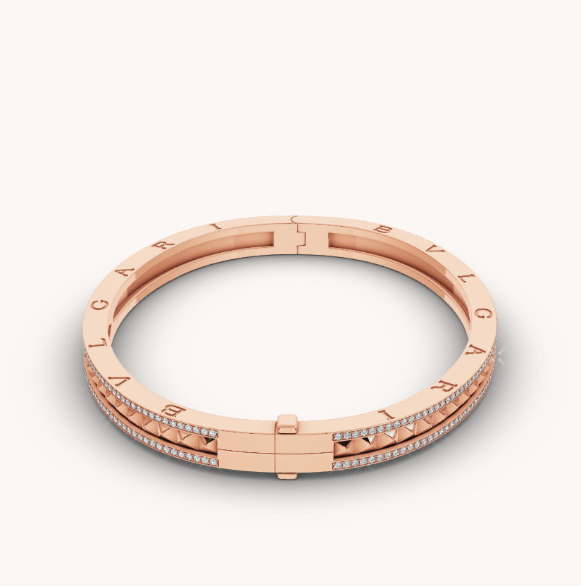 [kincade]ZERO 1 SPIRAL AND PAVED DIAMOND PINK GOLD BRACELET