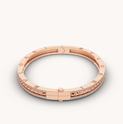 [kincade]ZERO 1 SPIRAL AND PAVED DIAMOND PINK GOLD BRACELET