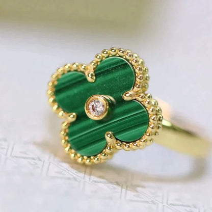 [kincade]CLOVER MALACHITE RING GOLD DIAMOND