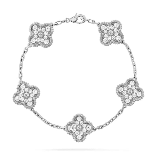 [kincade]CLOVER 5 MOTIFS  DIAMOND BRACELET SILVER