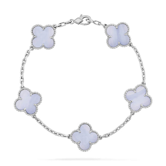 [kincade]CLOVER  5 MOTIF PURPLE CHALCEDONY BRACELET SILVER