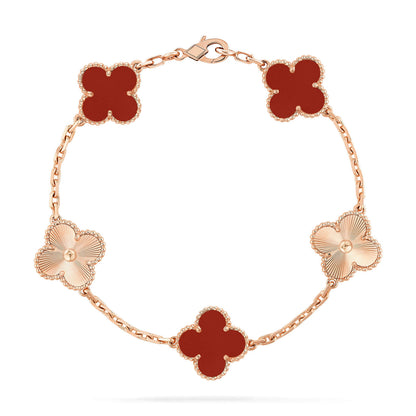 [kincade]CLOVER  5 MOTIFS CARNELIAN GOLD BRACELET