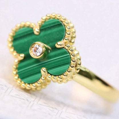 [kincade]CLOVER MALACHITE RING GOLD DIAMOND