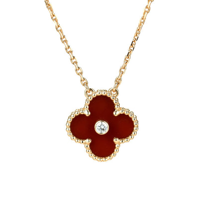 [kincade]CLOVER 15MM DIAMOND CARNELIAN NECKLACE