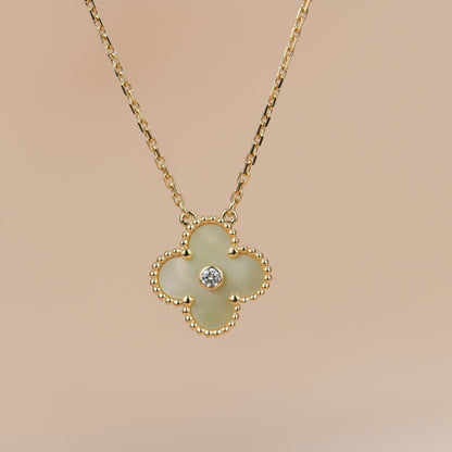 [kincade]CLOVER 15MM DIAMOND GOLD MOTHER OF PEARL NECKLACE