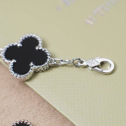 [kincade]CLOVER 5 MOTIF ONYXS  BRACELET SILVER