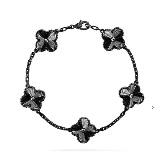 [kincade]CLOVER 5 MOTIF BLACK BRACELET