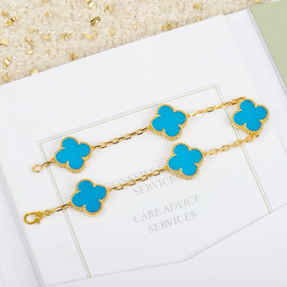 [kincade]CLOVER 5 MOTIFS TURQUOISE BRACELET