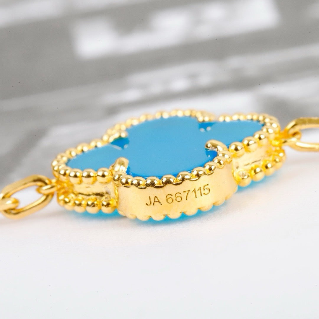 [kincade]CLOVER 5 MOTIFS TURQUOISE BRACELET