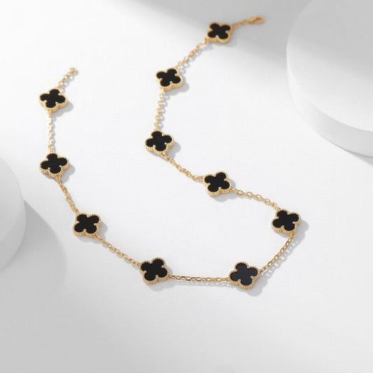 [kincade]CLOVER 10 MOTIFS ONYX NECKLACE