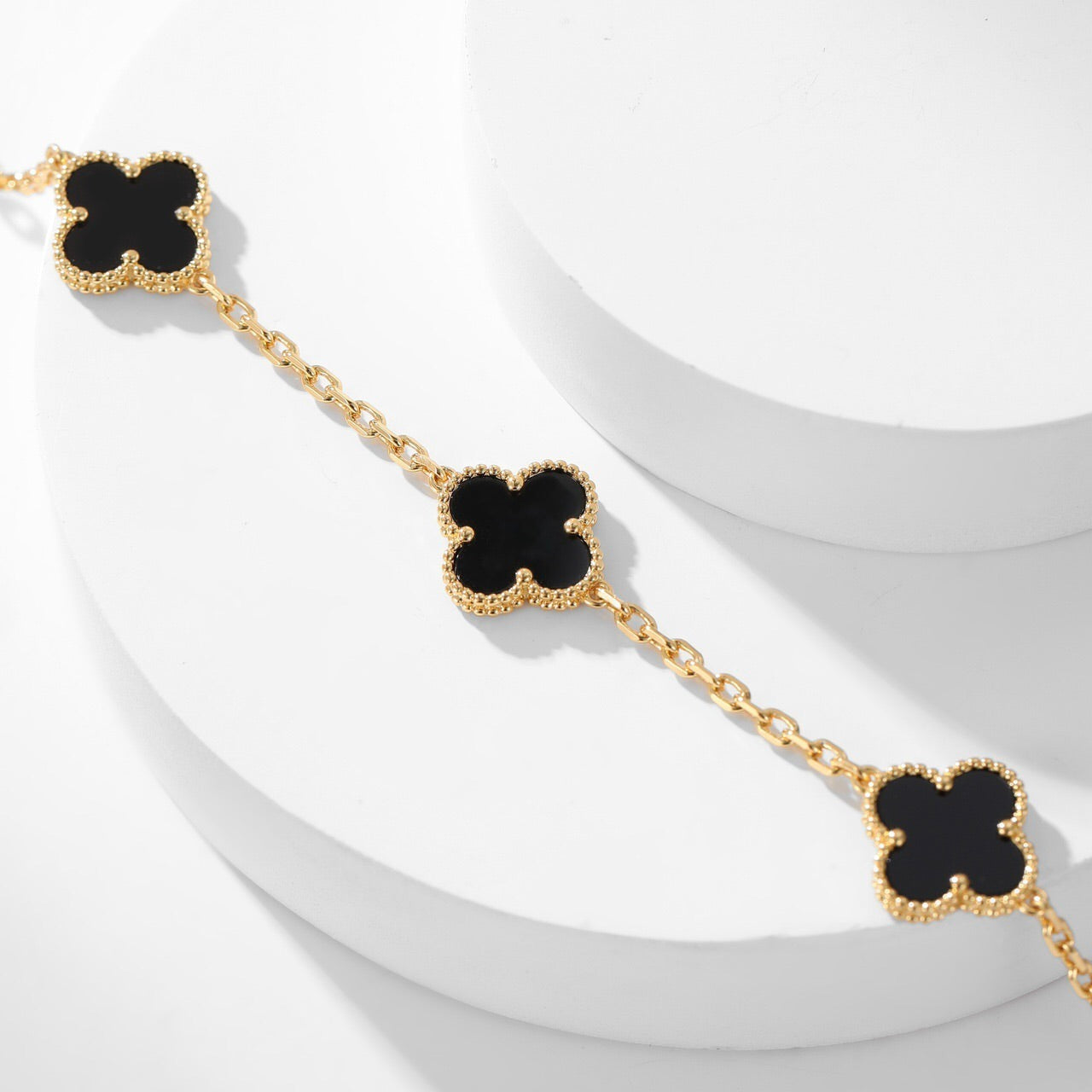 [kincade]CLOVER 10 MOTIFS ONYX NECKLACE