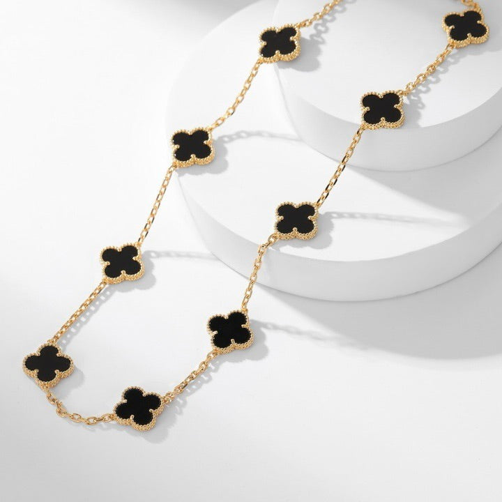 [kincade]CLOVER 10 MOTIFS ONYX NECKLACE