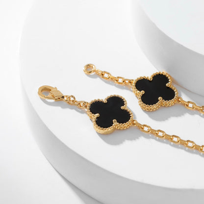 [kincade]CLOVER 10 MOTIFS ONYX NECKLACE