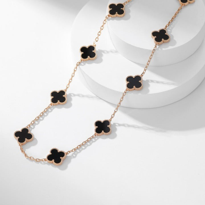 [kincade]CLOVER 10 MOTIFS ONYX NECKLACE