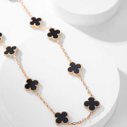 [kincade]CLOVER 10 MOTIFS ONYX NECKLACE