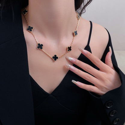 [kincade]CLOVER 10 MOTIFS ONYX NECKLACE