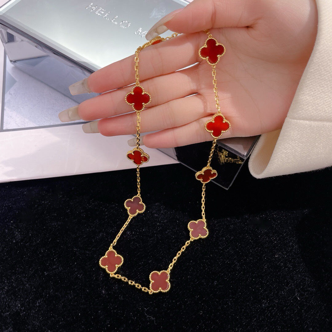 [kincade]CLOVER 10 MOTIFS CARNELIAN NECKLACE