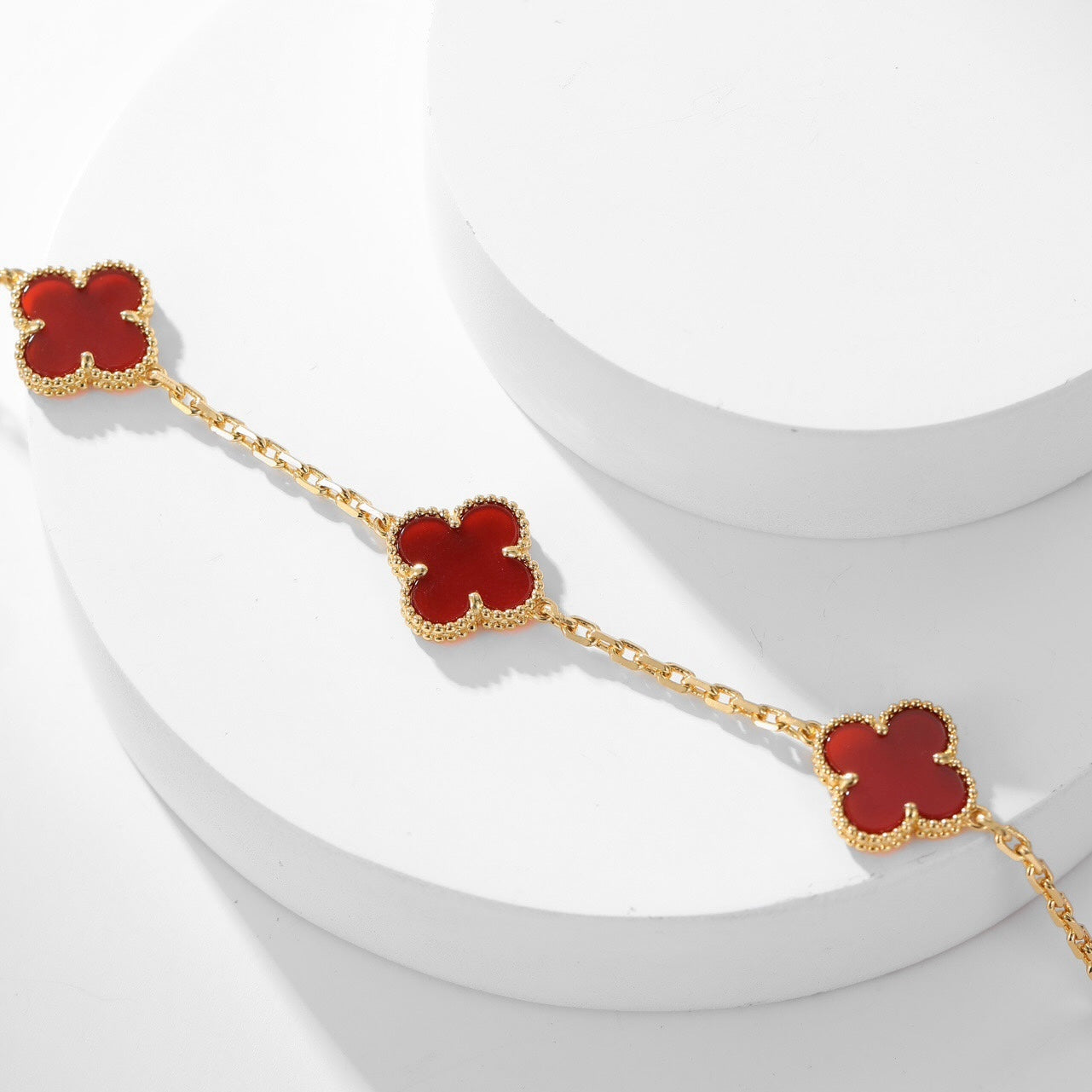 [kincade]CLOVER 10 MOTIFS CARNELIAN NECKLACE