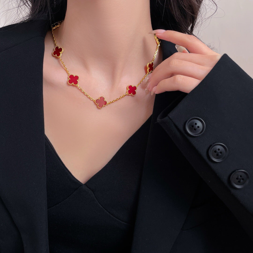 [kincade]CLOVER 10 MOTIFS CARNELIAN NECKLACE