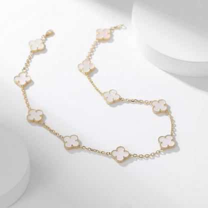 [kincade]CLOVER 10 MOTIFS WHITE MOTHER OF PEARL NECKLACE