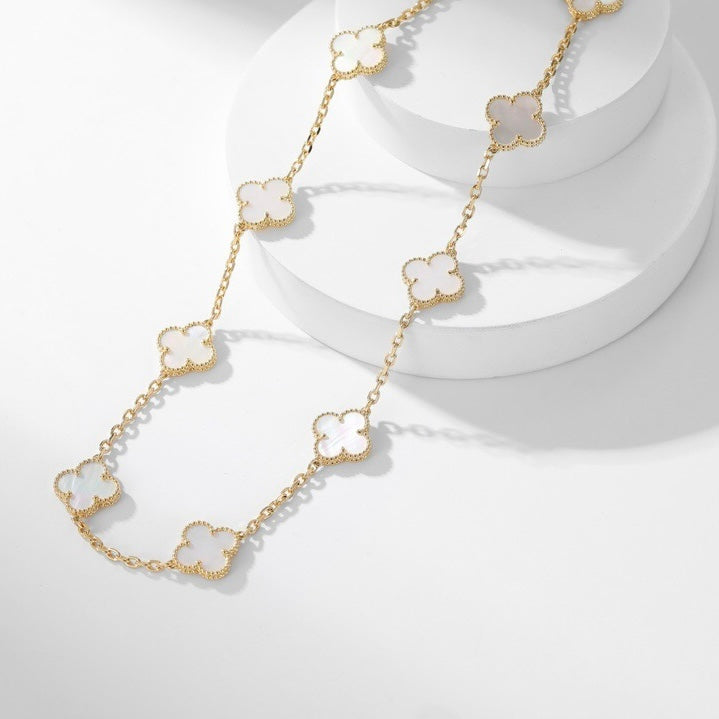 [kincade]CLOVER 10 MOTIFS WHITE MOTHER OF PEARL NECKLACE