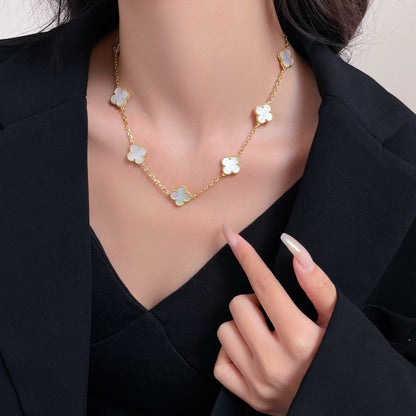 [kincade]CLOVER 10 MOTIFS WHITE MOTHER OF PEARL NECKLACE