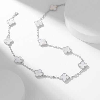 [kincade]CLOVER 10 MOTIFS WHITE MOTHER OF PEARL NECKLACE