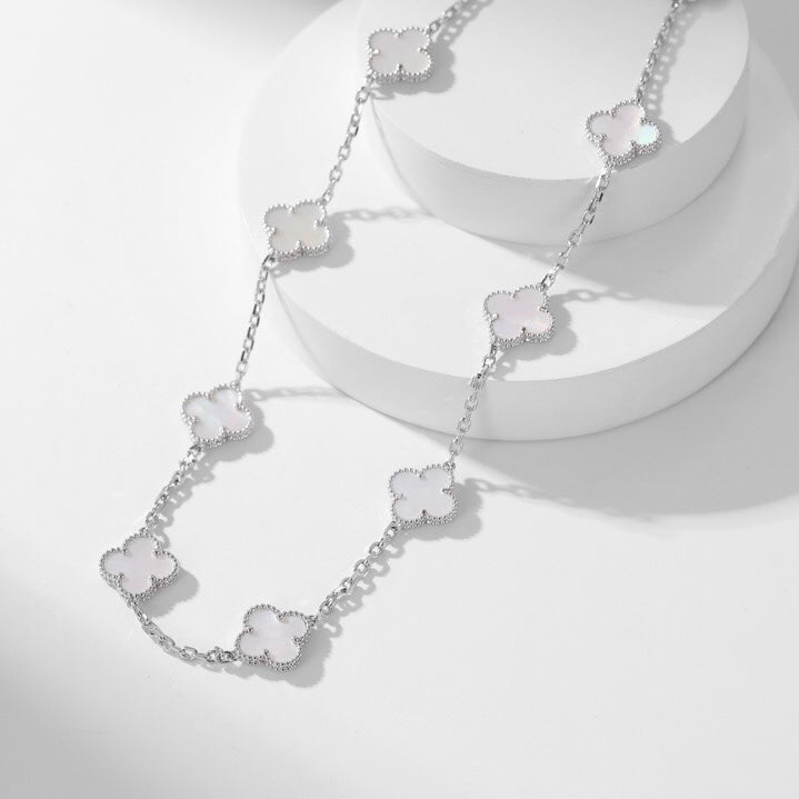 [kincade]CLOVER 10 MOTIFS WHITE MOTHER OF PEARL NECKLACE