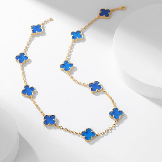 [kincade]CLOVER 10 MOTIFS BLUE AGATE NECKLACE