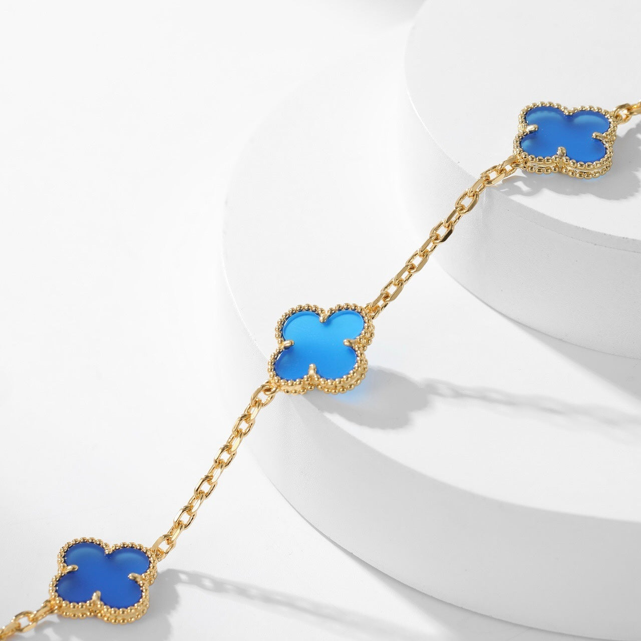 [kincade]CLOVER 10 MOTIFS BLUE AGATE NECKLACE