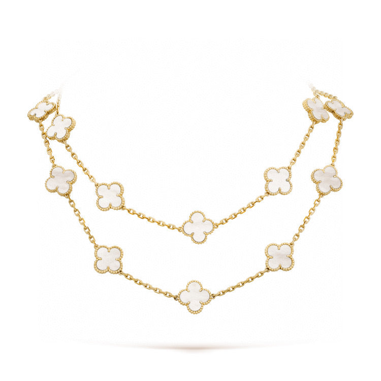 [kincade]CLOVER 20 MOTIFS WHITE MOP NECKLACE