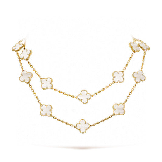 [kincade]CLOVER 20 MOTIFS WHITE MOP NECKLACE