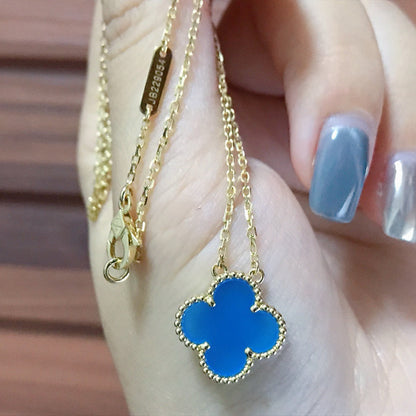 [kincade]CLOVER 15MM BLUE AGATE NECKLACE